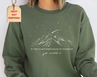 Stars Worship Christian Sweatshirt: Faith Bible Verse Outfit