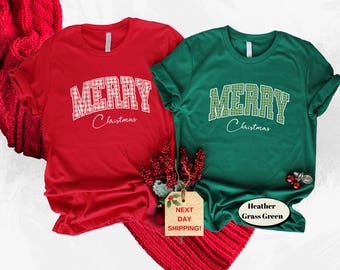Merry Christmas Shirt: Buffalo Plaid Family Holiday Tee