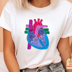Anatomy Heart Shirt, Nursing School Shirt, Cardiologist Anatomical Heart Tee,Cardiac Nursing Gift, Medical Professional Tee,Cardiologist Tee