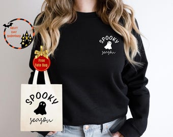 Spooky Season Sweatshirt & Hoodie, Spooky Season Pocket Sweater, Spooky Season Gifts, Cute and Scary Ghost Sweater, Halloween Party Sweater