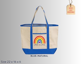 Rainbow LGBT Pride Tote Bag: Love is Love, Equality