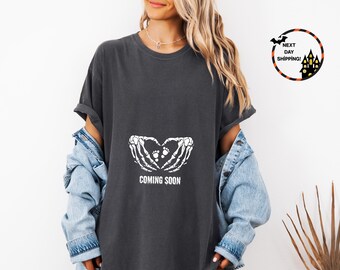 Pregnant Skeleton Halloween Maternity Shirt: Comfort Colors Tee