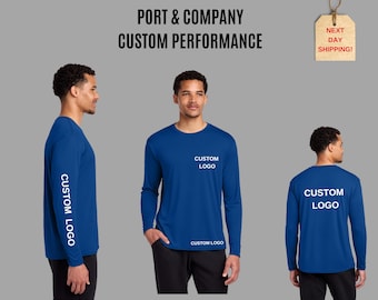 Custom Performance Shirt, Personalized Logo Tee, Dry Fit Athletic Shirt, Short or Long Sleeve Team & Work Uniform Company Business Event Tee