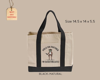 Cowboy Frog Meme Tote Bag: Funny Weirdcore Canvas