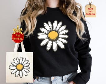 Daisy Floral Sweatshirt: Boho Plant Lover Gift