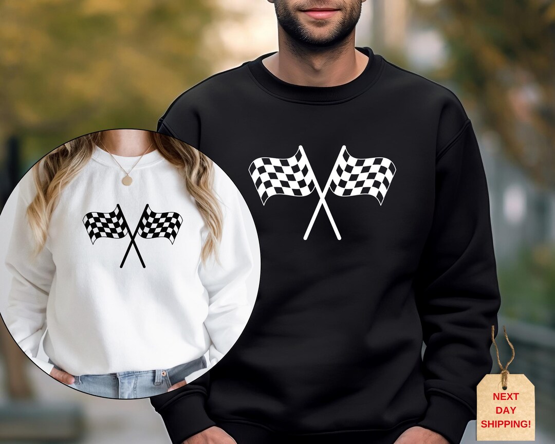 Checkered Flag Race Car Sweatshirt & Hoodie: Racing Gift - Etsy