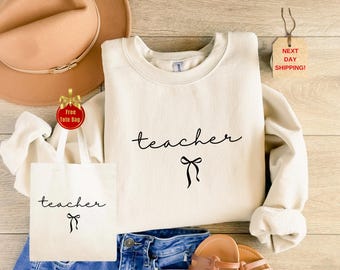 Cool Teacher Bow Sweatshirt & Hoodie, Teacher Team Sweater, Back To School Teacher Sweater, Best Teacher Gift, Teacher Life Sweater