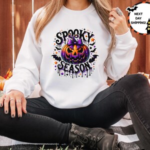 Spooky Season Sweatshirt & Hoodie, Retro Halloween Sweater, Pumpkin Sweater, Witchy Bats Sweater, Spooky Vibes Sweater, Gift For Halloween