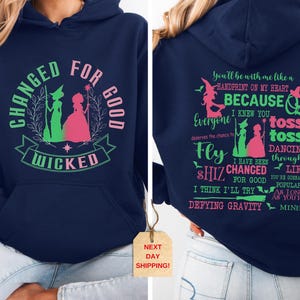 Wicked Change For Good Sweatshirt & Hoodie, Wizard Movie Fan Sweater, Defy Gravity Broomstick Magic Wand, Musical Fan Gift, Two Side Sweater