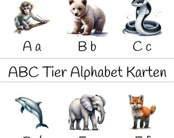 English ABC Animal Alphabet Cards Printable Flashcards for Preschoolers ...