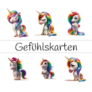 14 Einhorn Gefühlskarten | Gefühlekarten | Einhorn | Lernkarten | Montessori | Montessori Lernkarten | Lernen | Gefühle | Emotionen