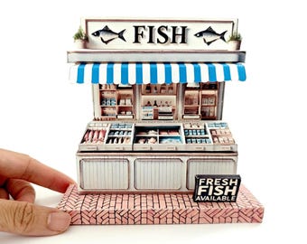 DIY Fish Market Shadow Box: Printable Miniature (PDF Pattern)