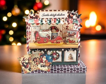 DIY Christmas Santa Sleigh Station: Printable 3D Papercraft (PDF Pattern