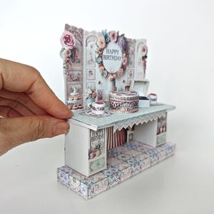 Vintage birthday stand DIY miniature kit, birthday presents, cards, DIY present to family, holiday card, gift idea