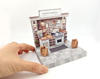 DIY Cooking Kitchen Miniature Kit: Printable Diorama (PDF Pattern)