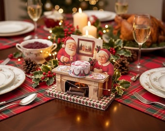 DIY Christmas Mr. & Mrs. Claus Miniature Kit: Printable Holiday Scene (PDF File)