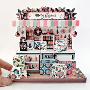 PickScene クリスマススタンド DIY ミニチュアキット、クリスマスプレゼント、カード、バッグ、友人への DIY プレゼント、ホリデーカード、ギフトのアイデア、キットクラフト