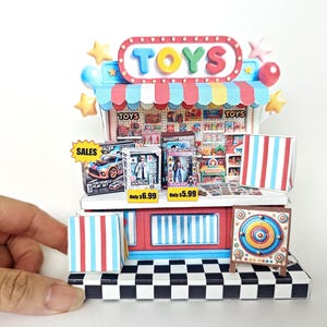 PickScene Toy Shop Stand - Kit de cenário em miniatura faça você mesmo, modelo para download instantâneo, presente, miniatura, artesanato em papel, diorama