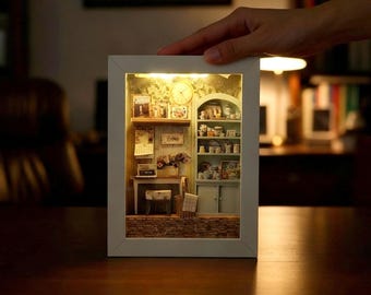 7×5” Shadow Box Flora’s Study Room — Printable Florist Study Diorama for Home Décor & Display (Miniature Craft Kit)