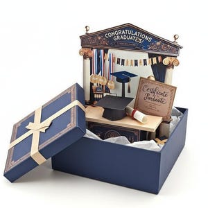 Graduation 3D Stand for student with certificate and grad-Hat: DIY Printable Gift (PDF Pattern) gift for school year end