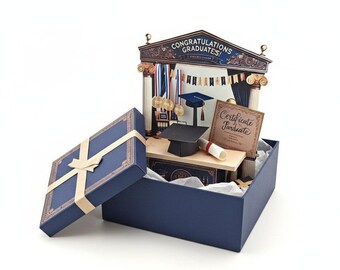Graduation 3D Stand for student with certificate and grad-Hat: DIY Printable Gift (PDF Pattern) gift for school year end