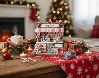 PickScene Christmas stand DIY miniature kit, Christmas presents, holiday cards, bags, DIY present for friends, holiday card