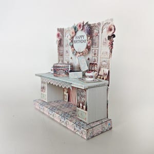 Vintage birthday stand DIY miniature kit, birthday presents, cards, DIY present to family, holiday card, gift idea