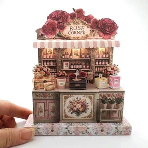 Rose Corner Perfume Boutique Diorama Kit, 3D Miniature Papercraft (PDF Download)