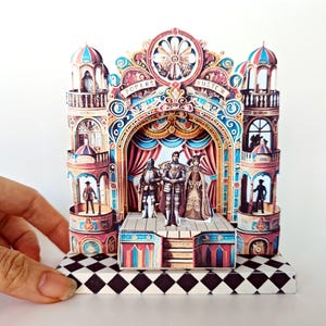 Soporte de teatro de papel Pick Scene Castle, fondo creativo, kit en miniatura, Rey, Reina, Caballero y cantante