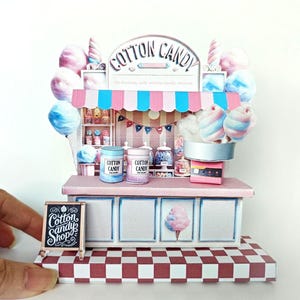 PickScene Pinky Cotton Candy Shop- DIY miniature scenery kit, instant download template, gift, miniature