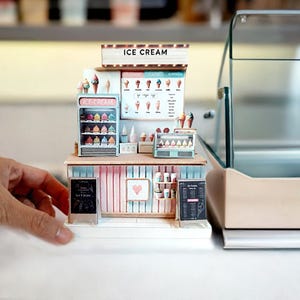 Printable Ice Cream Shop Miniature DIY Paper Craft Kit Digital Download