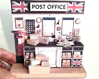 DIY Miniature England Post Office Scene Kit (Digital Download)