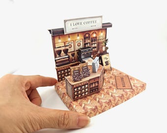 Miniature Coffee Shop Diorama Kit: DIY Craft Project (Printable)