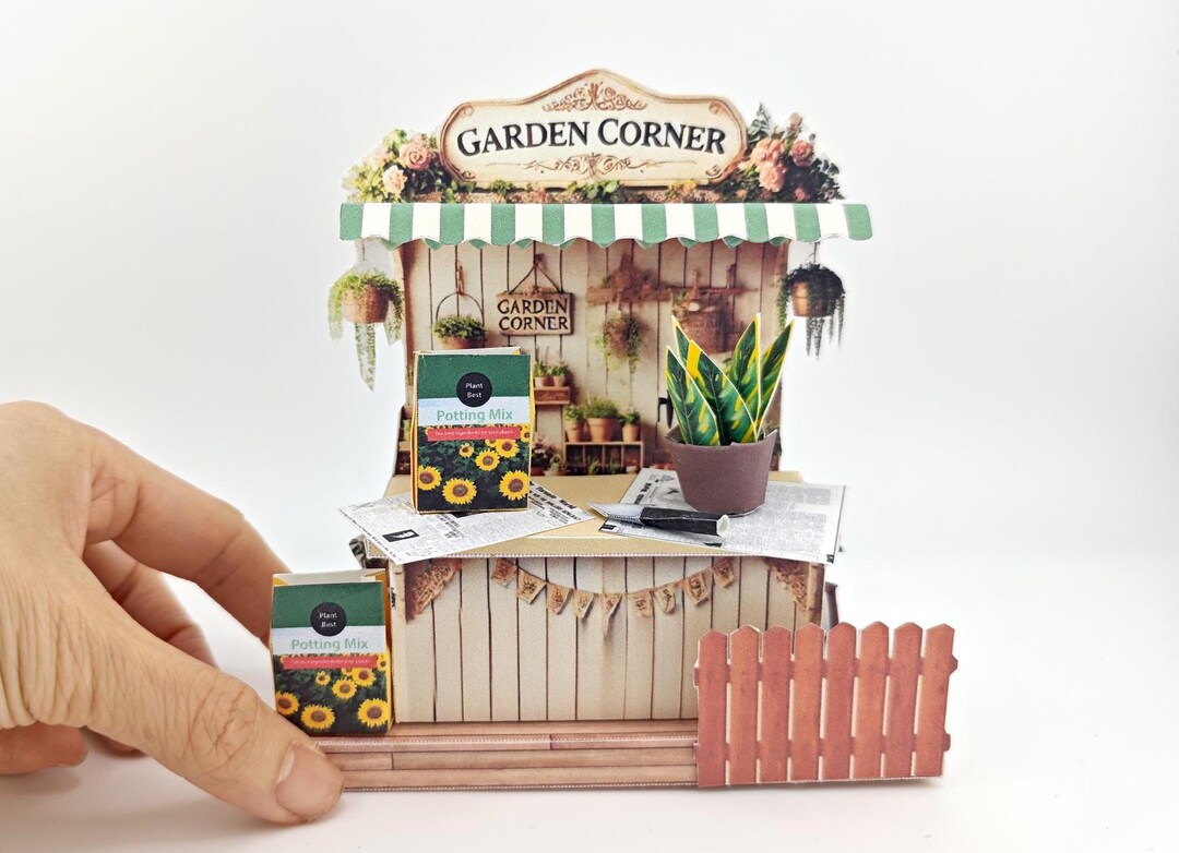 Garden Corner Miniature Stand Kit: DIY Paper Craft (7x5 Frame) Spring ...
