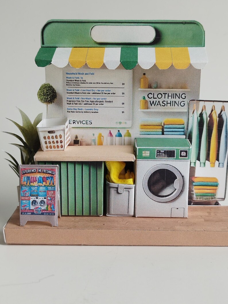 Laundry Shop 3D Stand, Payment Counter,clothes Washer, Dirty Clothes