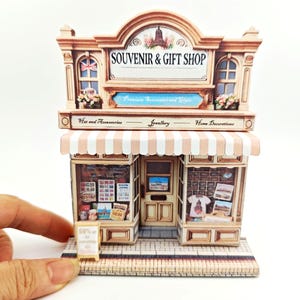 5x7 "- Souvenir- und Geschenkeladen, DIY Miniatur-Landschafts-Set, Sofort-Download-Vorlage ""Schattenbox"""