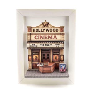 Hollywood Cinema Theater Diorama — Miniature Craft Kit, suitable for 7x5 Photo Frame Scene