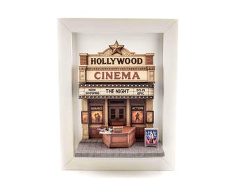 Hollywood Cinema Theater Diorama — Miniature Craft Kit, suitable for 7x5 Photo Frame Scene