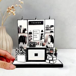Suporte 3D para loja de moda - Kit de cenário em miniatura faça você mesmo, modelo para download instantâneo, presente, modelos em miniatura, presente, sacola de papel,