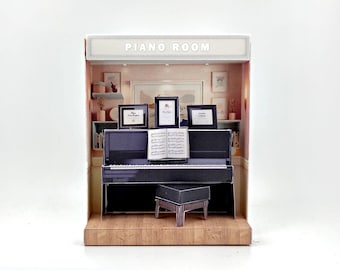 Pink Piano Room -music instrument, black piano lover for music player and band papercraft, PickScene Apartment (instant download)
