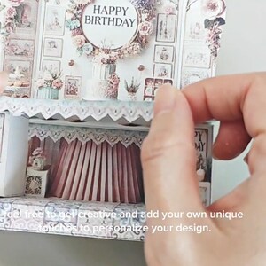Vintage birthday stand DIY miniature kit, birthday presents, cards, DIY present to family, holiday card, gift idea