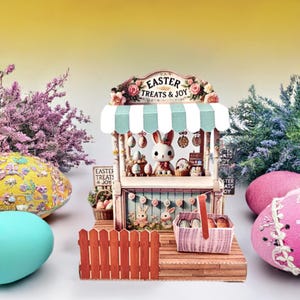 Easter Fun Special miniature Kit paper craft stand,  rabbit, bunny, easter egg
