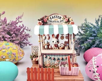Easter Fun Special miniature Kit paper craft stand,  rabbit, bunny, easter egg