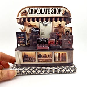 Chocolate Counter printable miniature craft kits: DIY Cardstock Scenery Kit (Printable),chocolate packaging and mini box