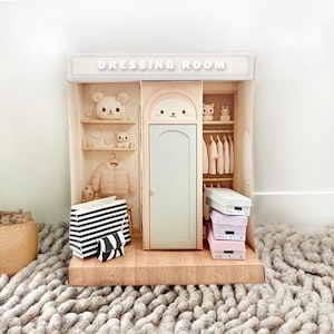 Dressing Room Dollhouse Miniature Kit: Printable Closet Scene (DIY) 3inches doll apartment