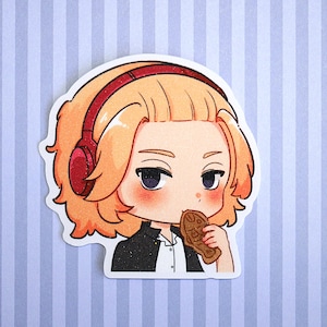Revengers sticker, Mikey, cute chibi, vinyl sticker, waterproof, glittery sticker effect, TR, Tokyo