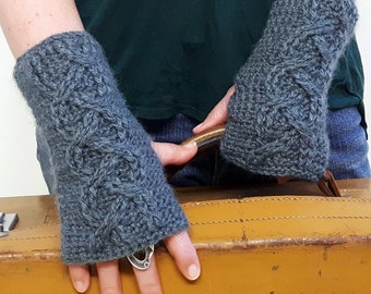 Celtic Cable crochet gauntlets PDF pattern