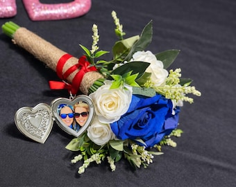 Bridal Bouquet Charm Wedding Memorial Keepsake Custom Photo Locket  Heart Photo Locket Charm Silver Wedding Charm