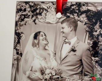 Custom Photo Ornament • Mr & Mrs • Wedding Keepsake
