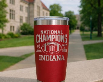 IU Hoosiers 2026 Champion Tumbler for Indiana college football fans personalized 20oz cup